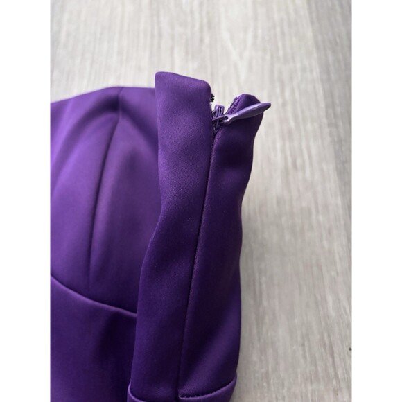 Max & Cleo Bow Front Mini Party Dress Purple Satin Evening Bodycon Sexy Sz 4 - Picture 4 of 11